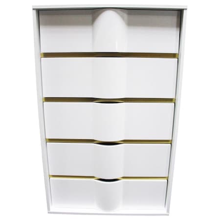 Best Master Furniture Havana White with Gold Trimming 5 Drawer Chest Havana 5 Drawer Chest